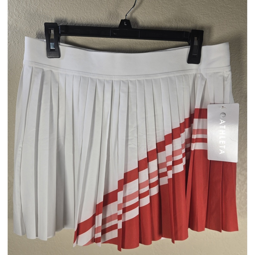 Athleta Match point Skort  pleated white with Red pickleball tennis size XL